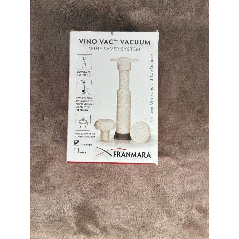 Franmara Vino Vac Vacuum Wine Saver System Model 7810 Burgundy New in Box